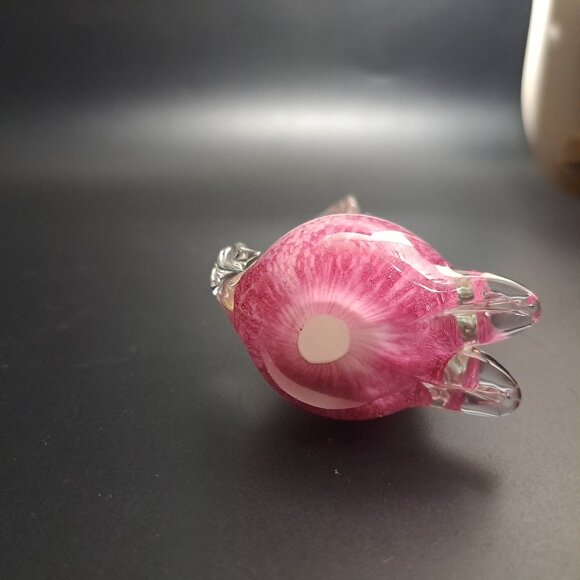 Handcrafted Glass Cat Figurine With Pink Clear Design Vintage - Picture 7 of 8